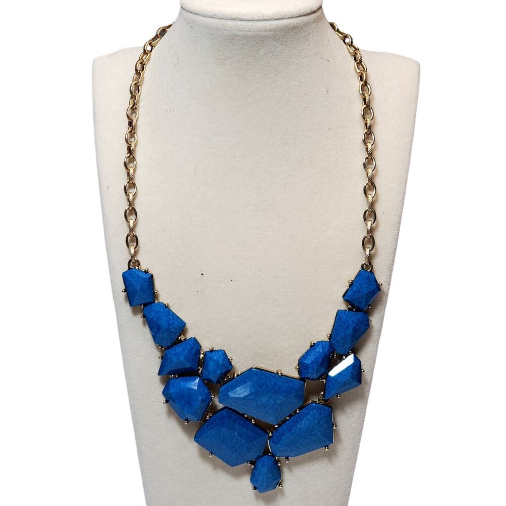 Express Chunky Blue Necklace 16" Silver Tone